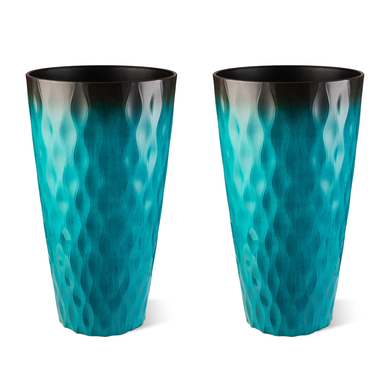 Glitzhome® 23.75" Oversized Wavy Texture Tall Plastic Planters, 2ct.